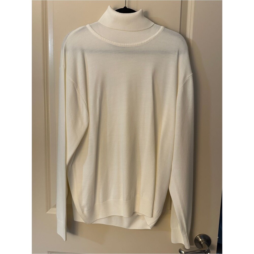 Dolce Roma Cream Knit Turtleneck Sweater Top Womens Sz Large - Picture 2 of 12